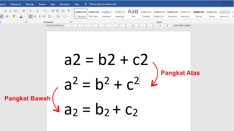 Cara Membuat Pangkat di MS Word (Pangkat Atas dan Bawah)