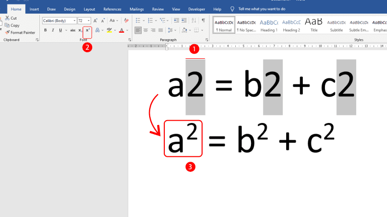 Membuat pangkat atas di microsoft word