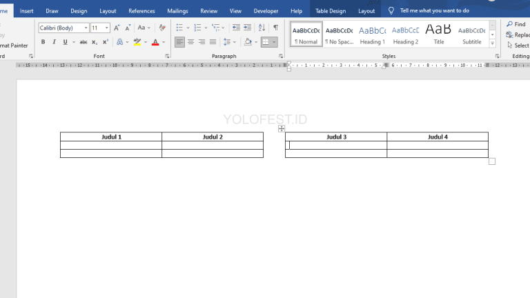 Cara Cepat Membuat Dua Tabel Berdampingan Di Ms Word